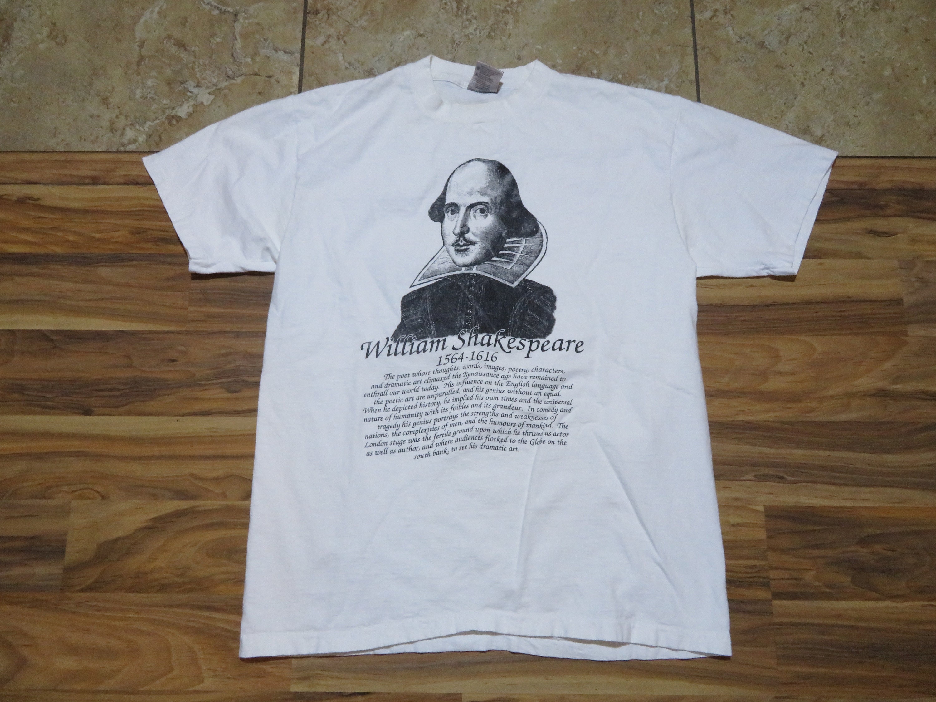 Vintage William Shakespeare Portrait the Globe Theatre White 