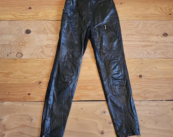 Harley Davidson Leather Pants, Black Womens Sz 38/10 1990s
