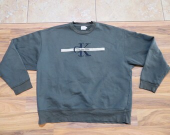 Vintage Calvin Klein CK Jeans Green Sweatshirt Sweater Sz XL-2XL