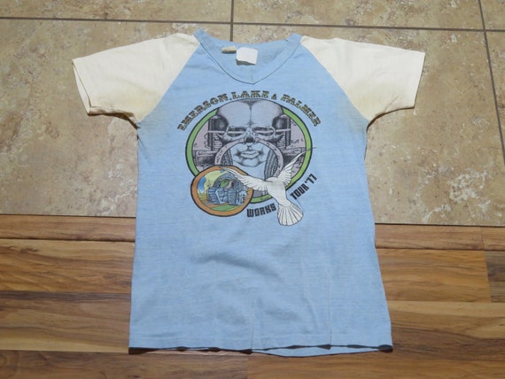 Emerson Lake Palmer 1977 Blue White T-shirt M - Etsy