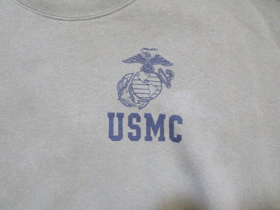 Vintage Military USMC Marines Sweatshirt OD Green… - image 3