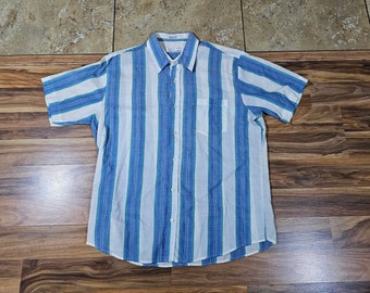 Chemise Homme Vintage Five Brother Taille XXL - Flanelle Bleu Gris - Fabriquée USA - Travail Lourd