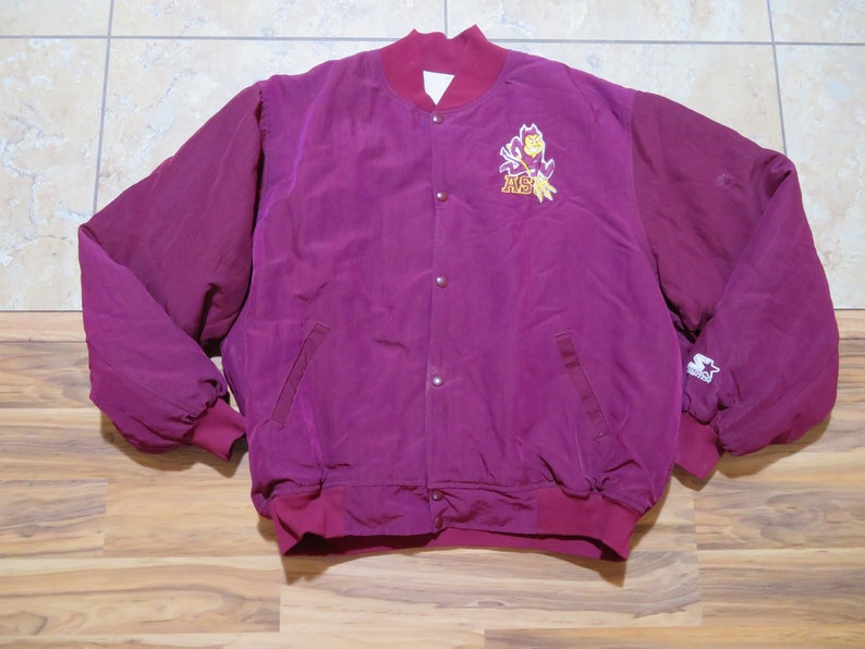 Vintage Starter Arizona State University Sun Devils Jacket ASU Maroon Gold White Made in USA Sz XXL 2XL image 1