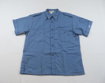 Big Yank-shirt, sportkleding, blauwe knoopsluiting, maat XL 48, jaren 1970