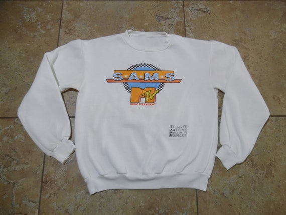 Vintage MTV Sams Ford White Sweatshirt Sweater Sz… - image 1