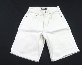 Arizona jeans losse pasvorm shorts hoge taille broek gemaakt in de VS wit maat 26, jaren 1990