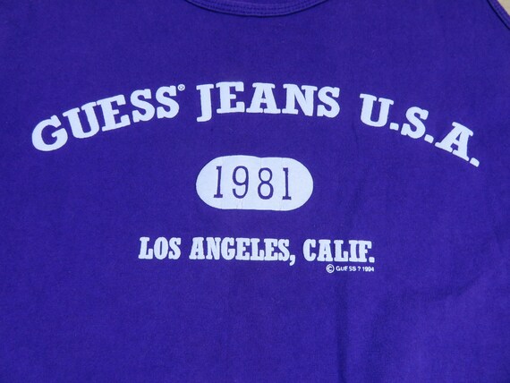 Vintage 1990s Guess Jeans USA Purple White Tank T… - image 2