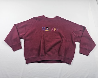 Sudadera roja de Mickey Mouse, tallas L-XL, década de 1990, EE10