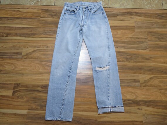 Vintage Levis Redlines 501 Button Fly Light Wash B