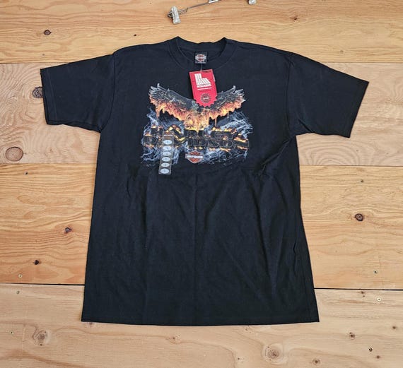 NWT Vintage Harley Davidson St Paul T-shirt Eagle Flames Black