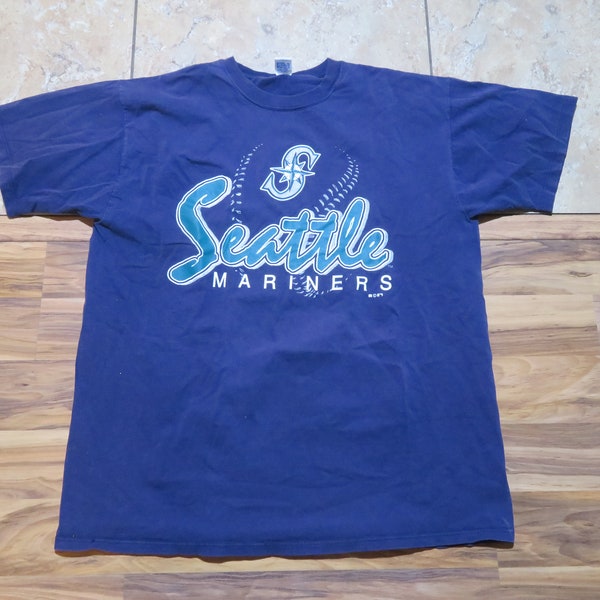 Vintage Seattle Mariners Blue Green Russell Athletic T-shirt Sz XL-2XL Made in USA