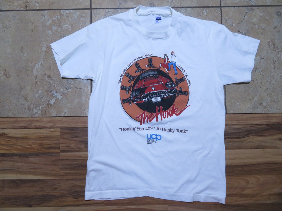 Vintage the Honk World's Largest Line Dance 1995 Tshirt Cowboy Boot