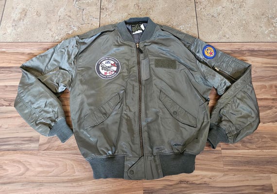 Vintage L-2 Light Flying Flight Bomber Jacket Green B-17