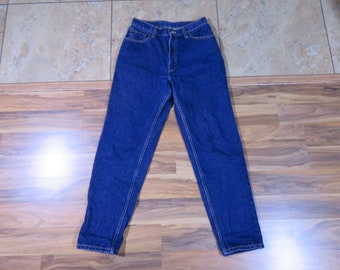 Vintage Levis 550 Zip Fly Dark Wash Blue Denim Blue Jeans Made in USA Sz M 10 Mis Measure 28x30 Relaxed Fit Tapered Leg