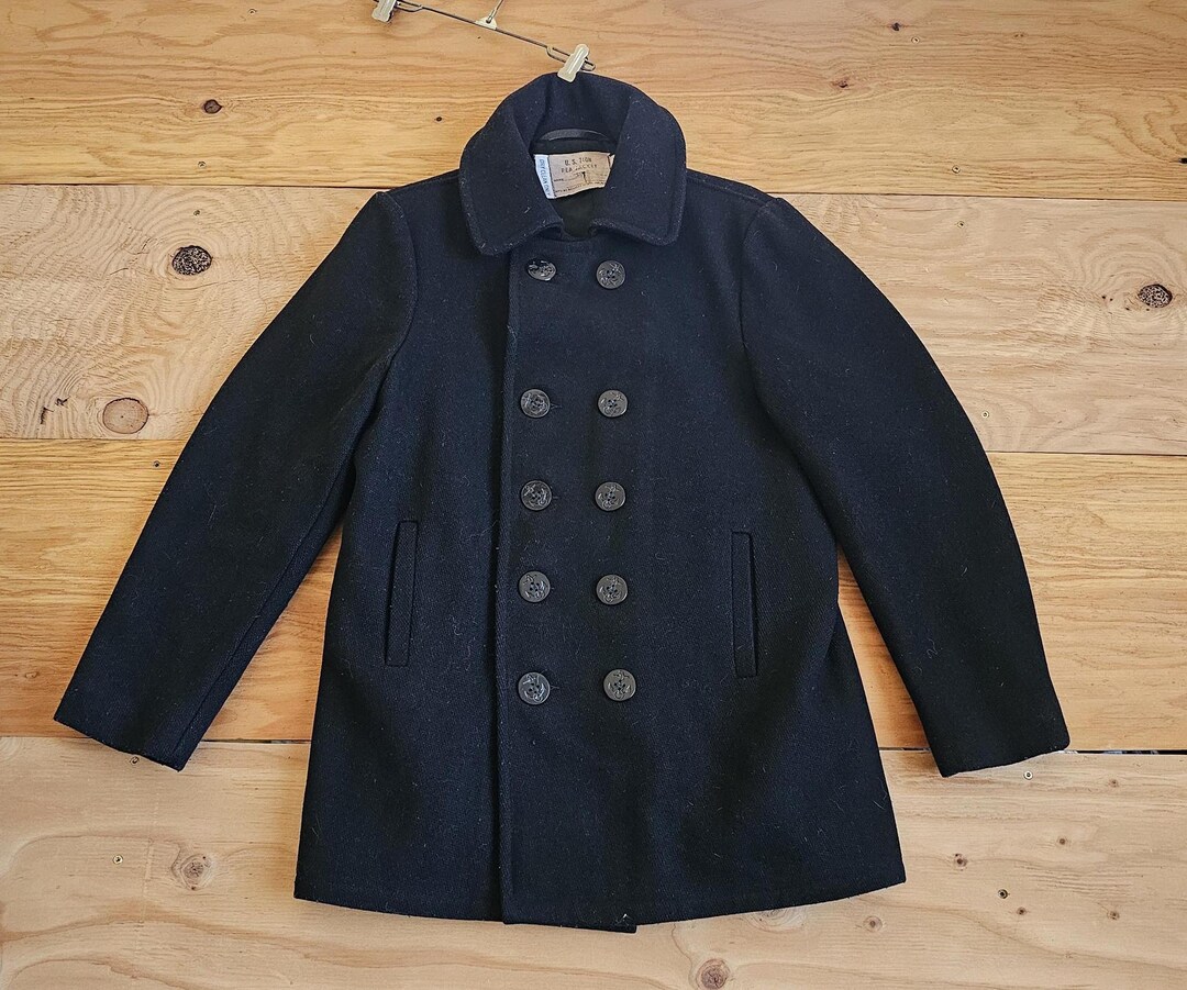 ジャケット・アウター SCHOTT BROS. U.S. 740N PEA JACKET Vintage SCHOTT NYC U.S. Pea coat Sailor Jacket 740N BLACK Size 12