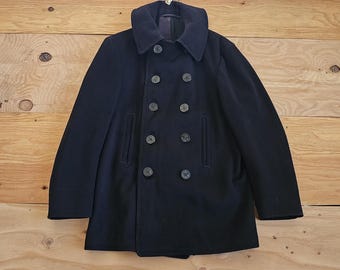 VINTAGE RARE Us Navy Wwii 10-button Pea Coat Jacket Sz 40 - Etsy