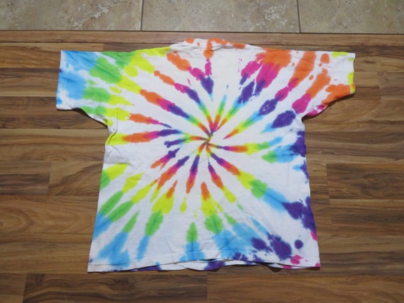 Vintage Peace Symbol Tye Dye Green Yellow Purple … - image 3