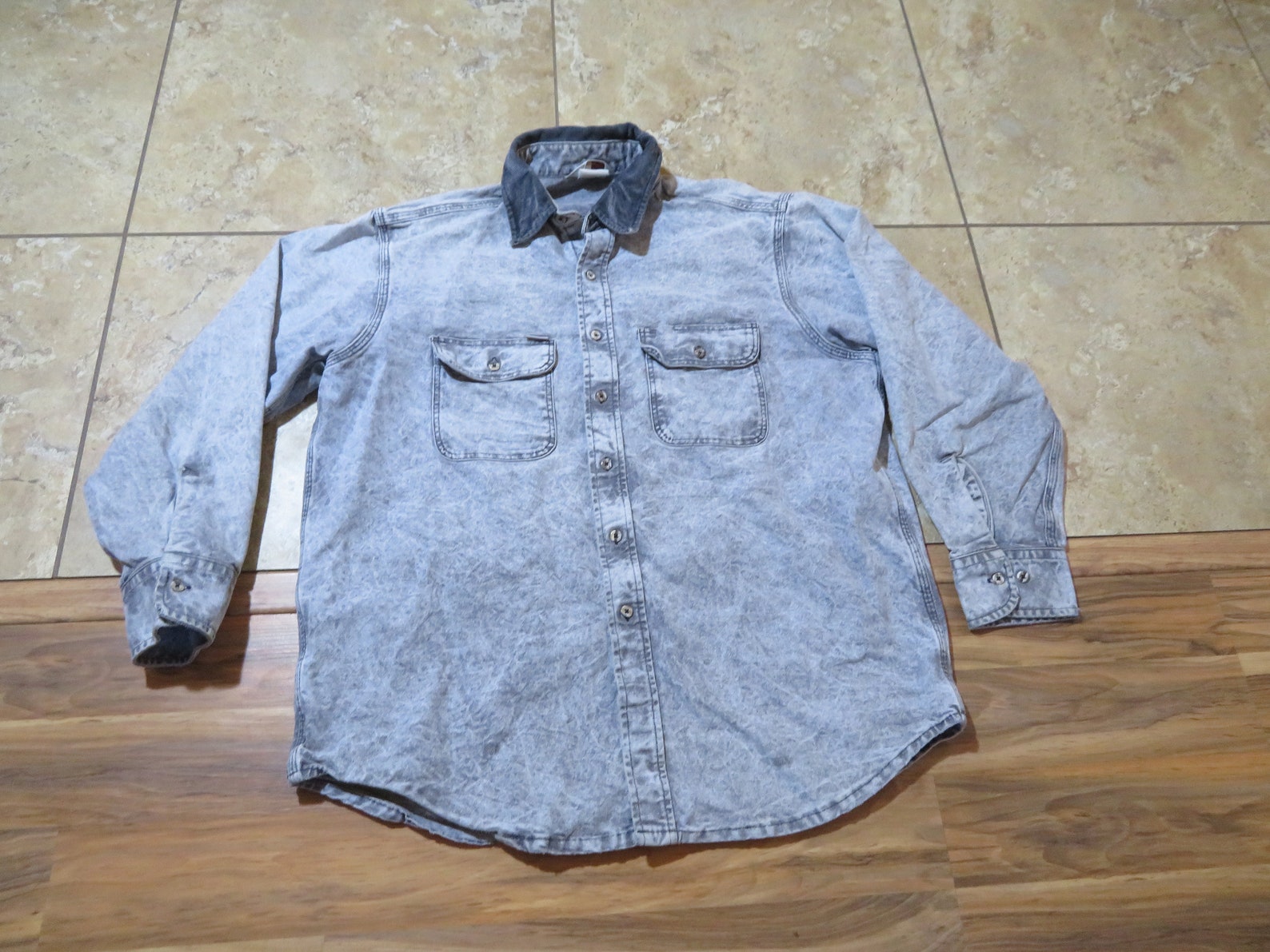 Vintage Carhartt Denim Long Sleeve Shirt XL Gray - Etsy