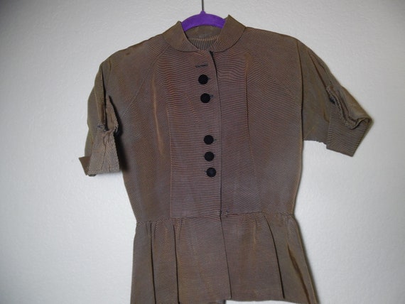Vintage 1940s Womens Suit Dress Brown-Black Skirt… - image 2