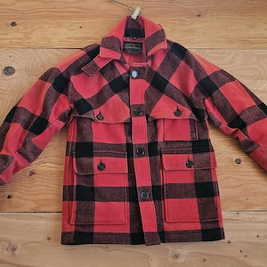 Vintage Eddie Bauer Buffalo Rutig Ulljacka Mackinaw Cruiser Röd Svart Fönsterruta Buffalo Rutig Mönster Storlek L? Kontrollera måtten