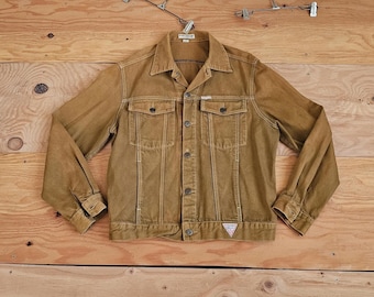 Vintage Guess Georges Marciano RARE Golden Bronze Brown Color Denim Jean Jacket Sz M Streetwear Sportswear