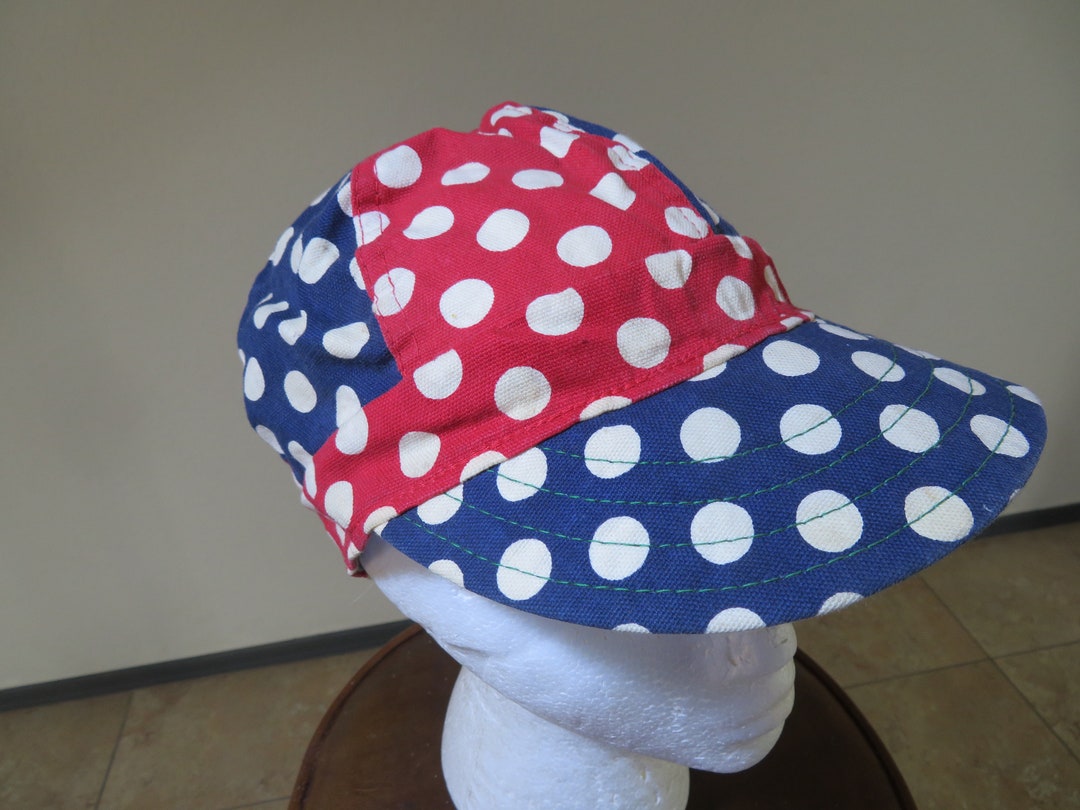 Vintage 70's Stormy Kromer Brand Polka Dot Cap Hat Redwhiteblue Union