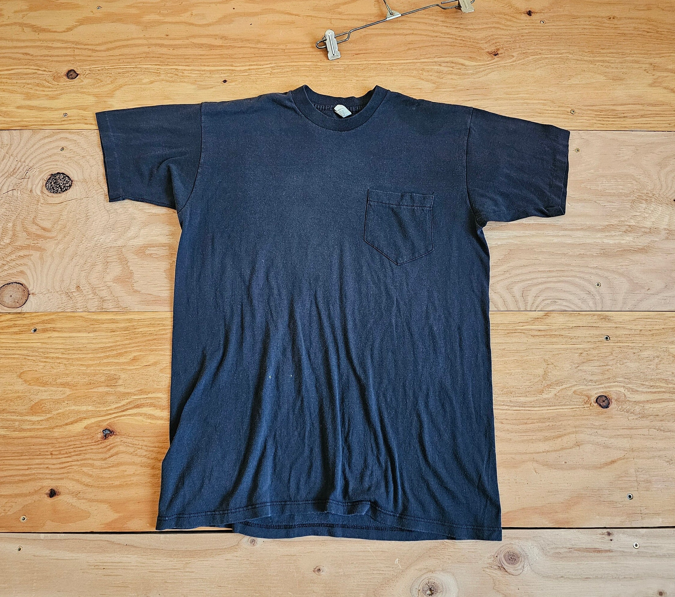 Vintage 1980s Plain Blank Selvedge Pocket T-shirt