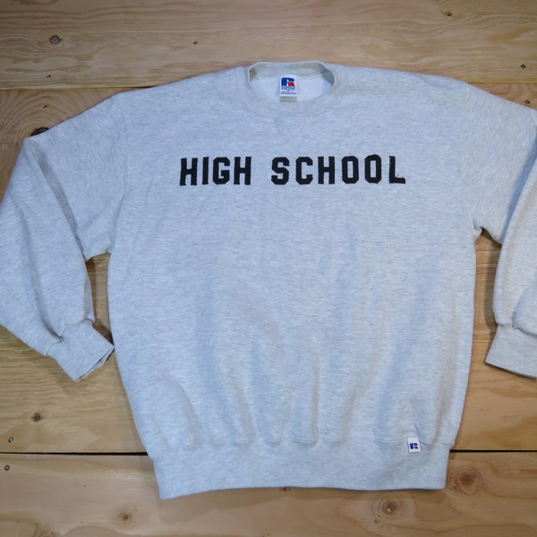 vintage High School Russell Athletic Sweat Pull Gris Sz XL Parodie sur Animal House College John Belushi