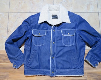 Vintage 70s 80s JC Penney Suede Leather Sherpa Lined Jacket Coat