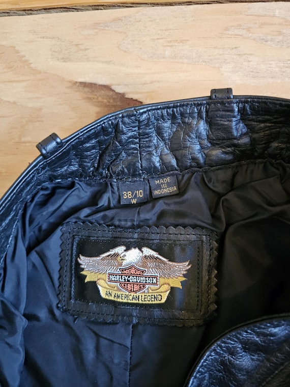 Vintage Harley Davidson Leather Pants Black Womens Sz 38/10 Biker