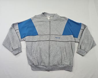 80s Adidas Sweatshirt Track Jacket Gray Aqua Sz XL-2X?