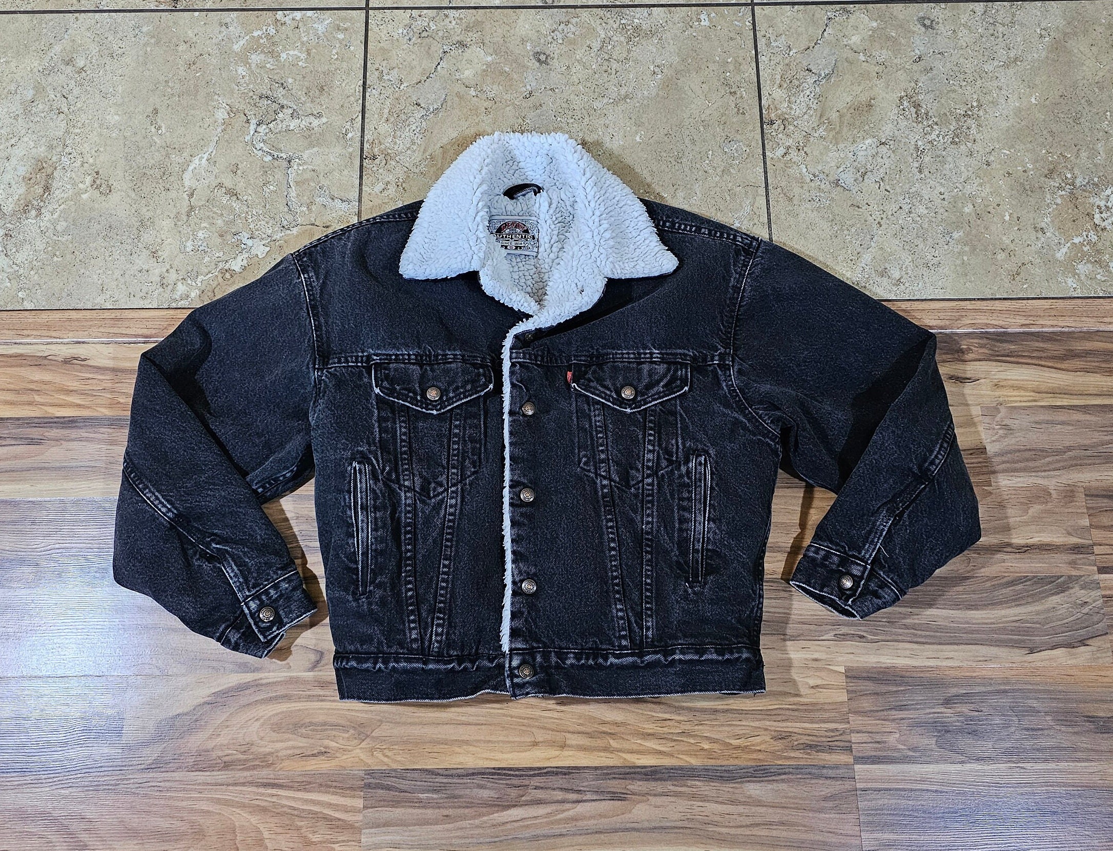 Vintage Levis Black Denim Jacket - Etsy Vintage Levis Black Denim Jacket - Etsy