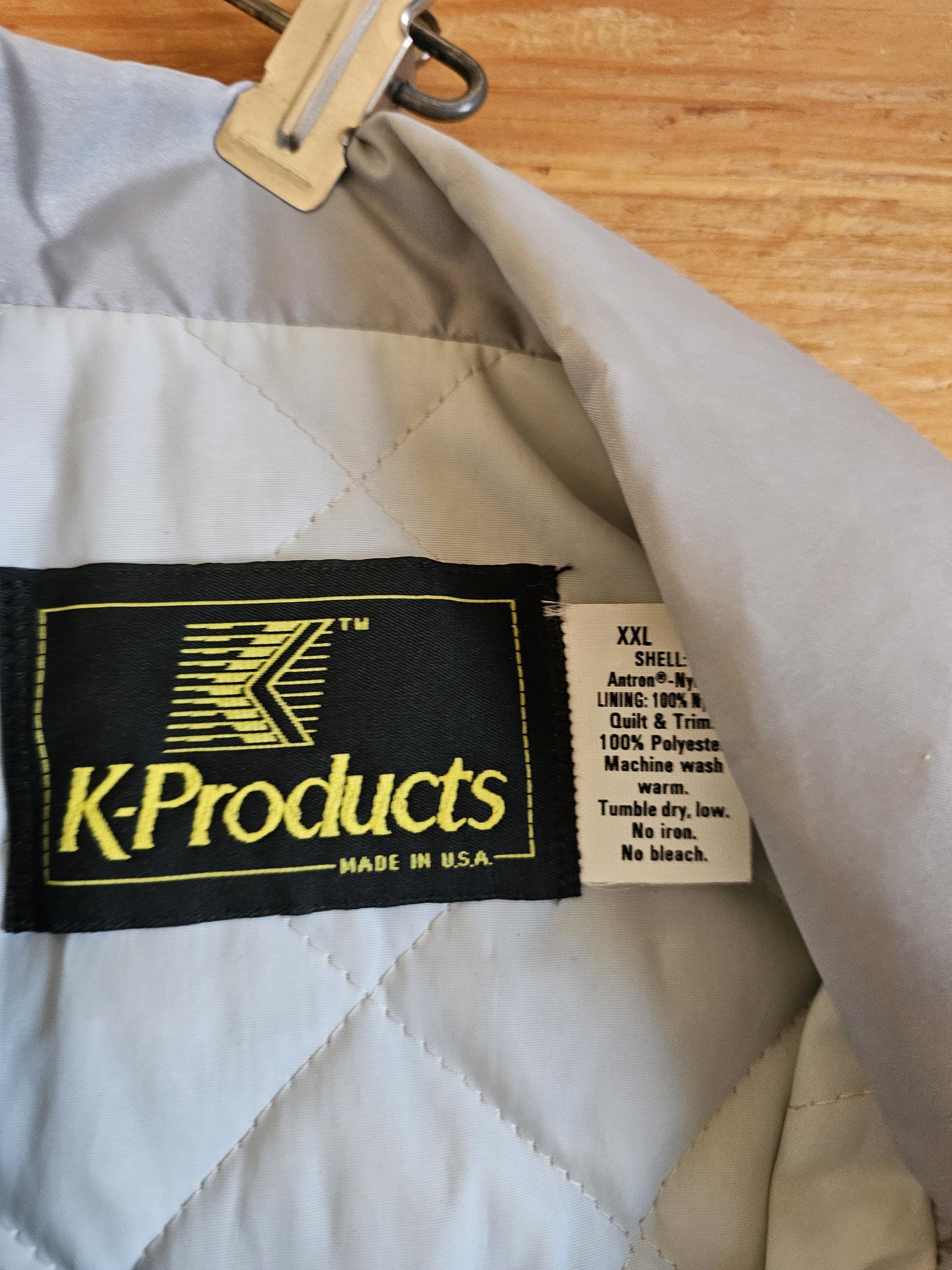 ジャケット・アウター K-Products 90sWarm-up Jacket Made in USA Vintage K Products Hooded Insulated Jacket Mens XL Brown