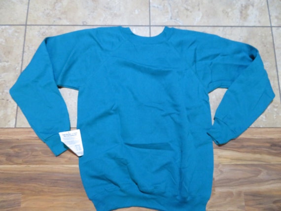 今季一番 NWT Vintage Blank Teal Minimalistic 50/50 Sweatshirt Plain トレーナー+スウェット