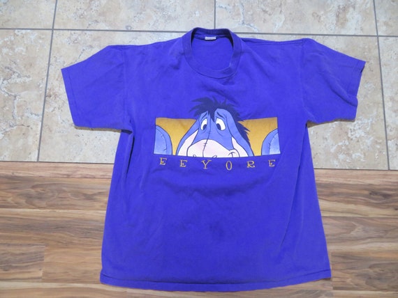 Vintage EEYORE T-Shirt  Purple Blue Gold Pooh Sz … - image 1