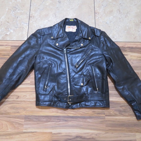 Vintage Excelled Motorcylce Biker Jacket Black Sz 40 Made in USA Brando Perfecto Style