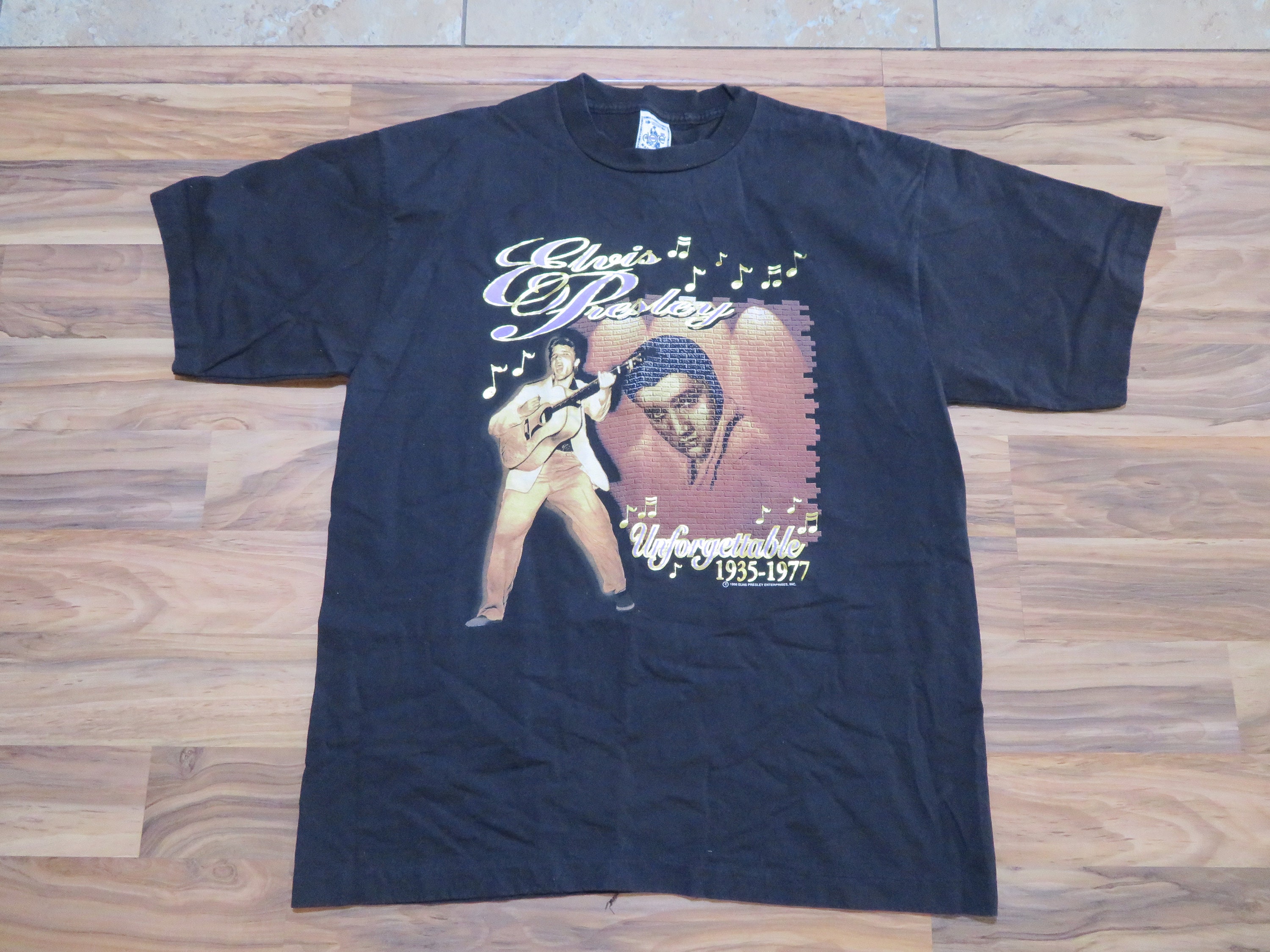 Vintage Elvis Presley 1990s Unforgettable Black T-shirt Sz Vintage Elvis Presley 1990s Unforgettable Black T-shirt Sz