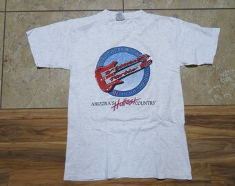 Vintage W in The Morning T-Shirt Radio W Steven Martin AZ Hottest Country Music White Gray Flecks Red Blue Made in USA Sz L