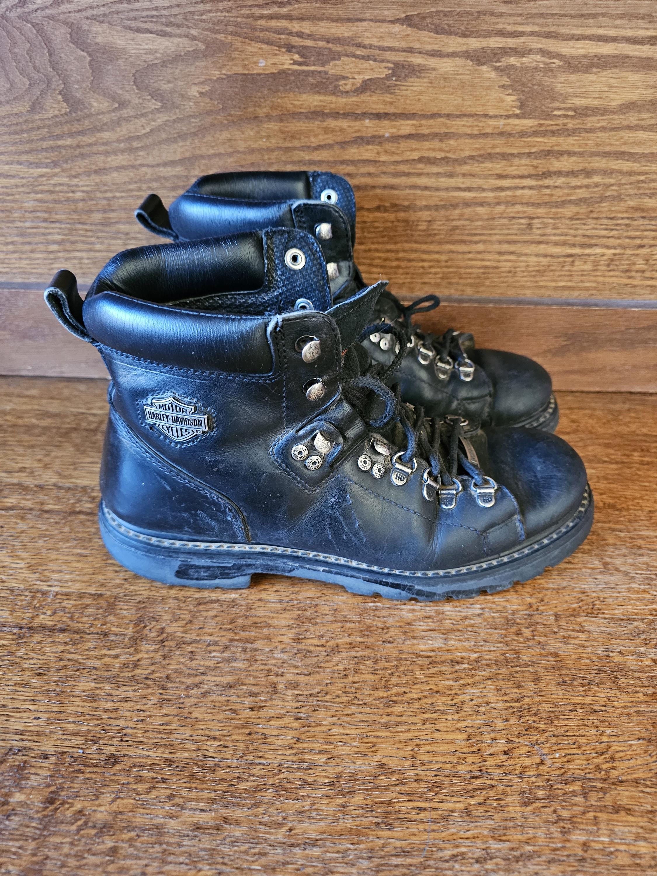 Harley-Davidson Black Leather Boots with Vintage Stitching Vintage 1990s Harley Davidson Journey Boots size 7.5 women main image 4