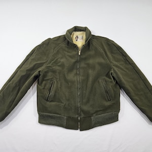 Penney's Sports Outwear Faux Fur Lined Faux Suede Green Jacket Sz M Vintage