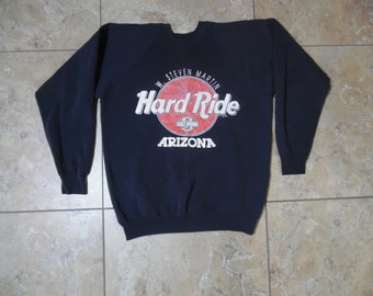 VTG Hard Ride Harley Davidson W. Steve Martin Arizona Pullover Black Sweatshirt Sweater USA Made XL 50/50