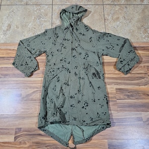 Vintage Militär Nacht Camolfauge Wüste Camo Mantel Fischschwanz Parka Jacke Sz XS Grün Armee