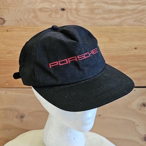 Vintage 90s Porsche Dad Hat Style Black Red One Size Adjustable