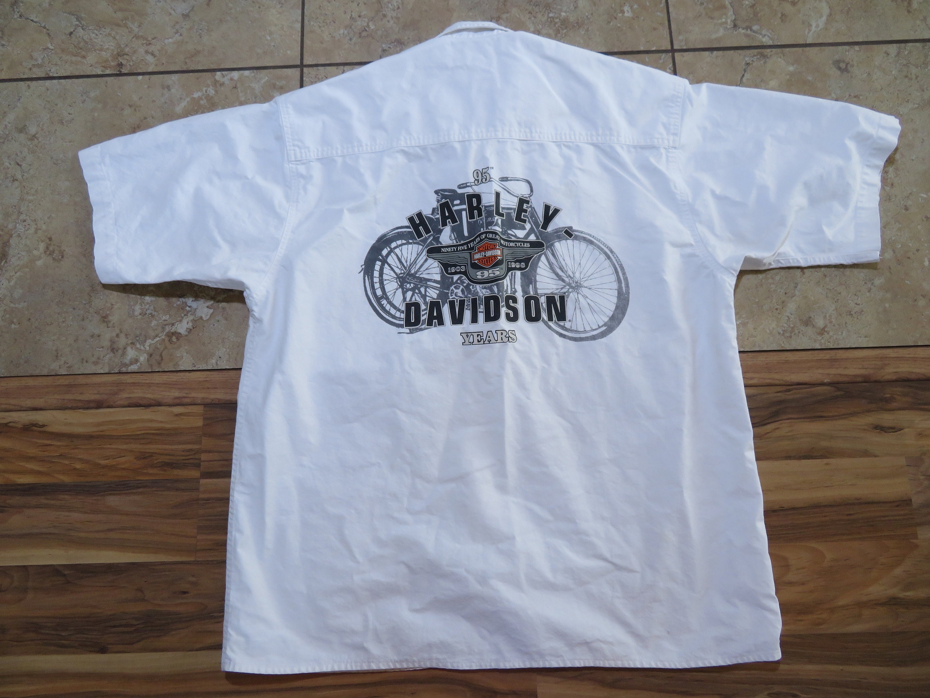 Vintage Harley Davidson 95 Years Casual Shirt Motorcycle