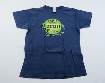 Camiseta azul Corona Extra Got Lime?, talla L, años 90