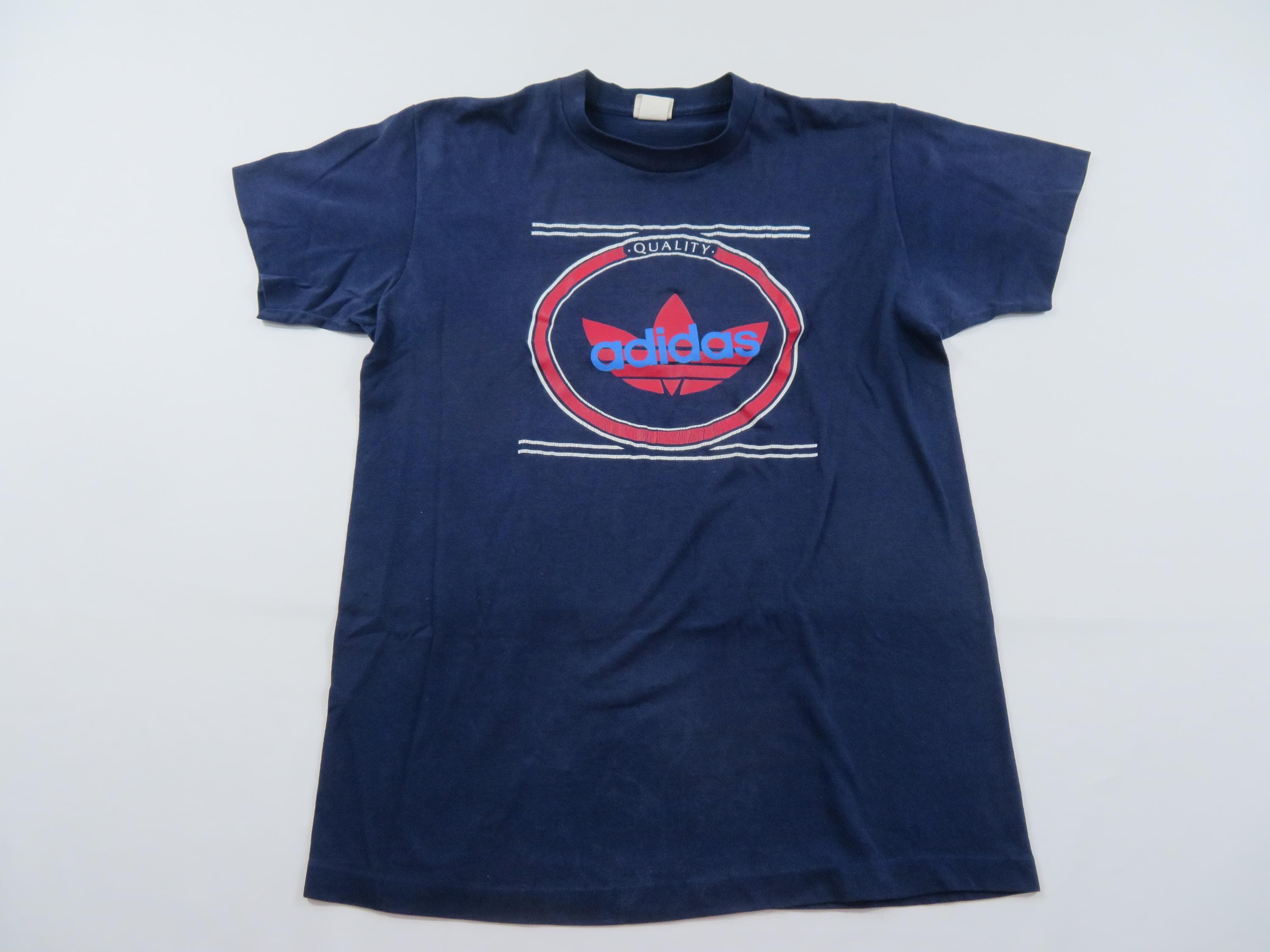 Adidas T-shirt, Made in USA, Blue Sz M 1980s - Etsy