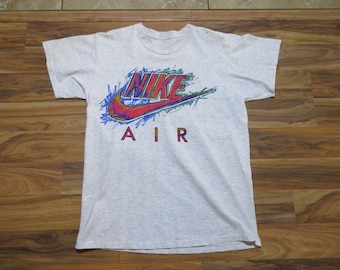 Vintage Nike Air Spellout Gray Red Blue Double Sided Graphic