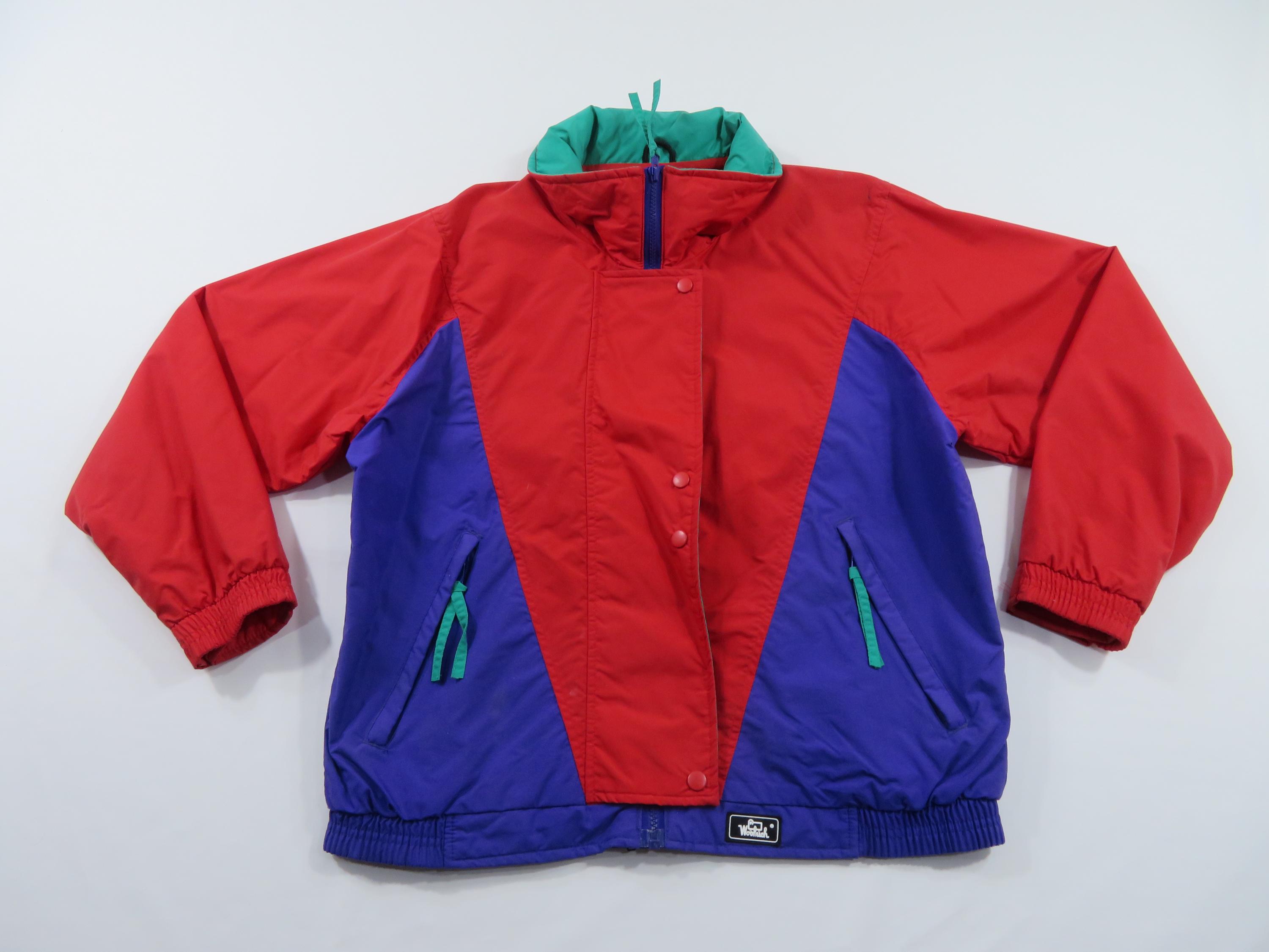 Woolrich Color Block Windbreaker Red Purple Jacket Womans Sz M