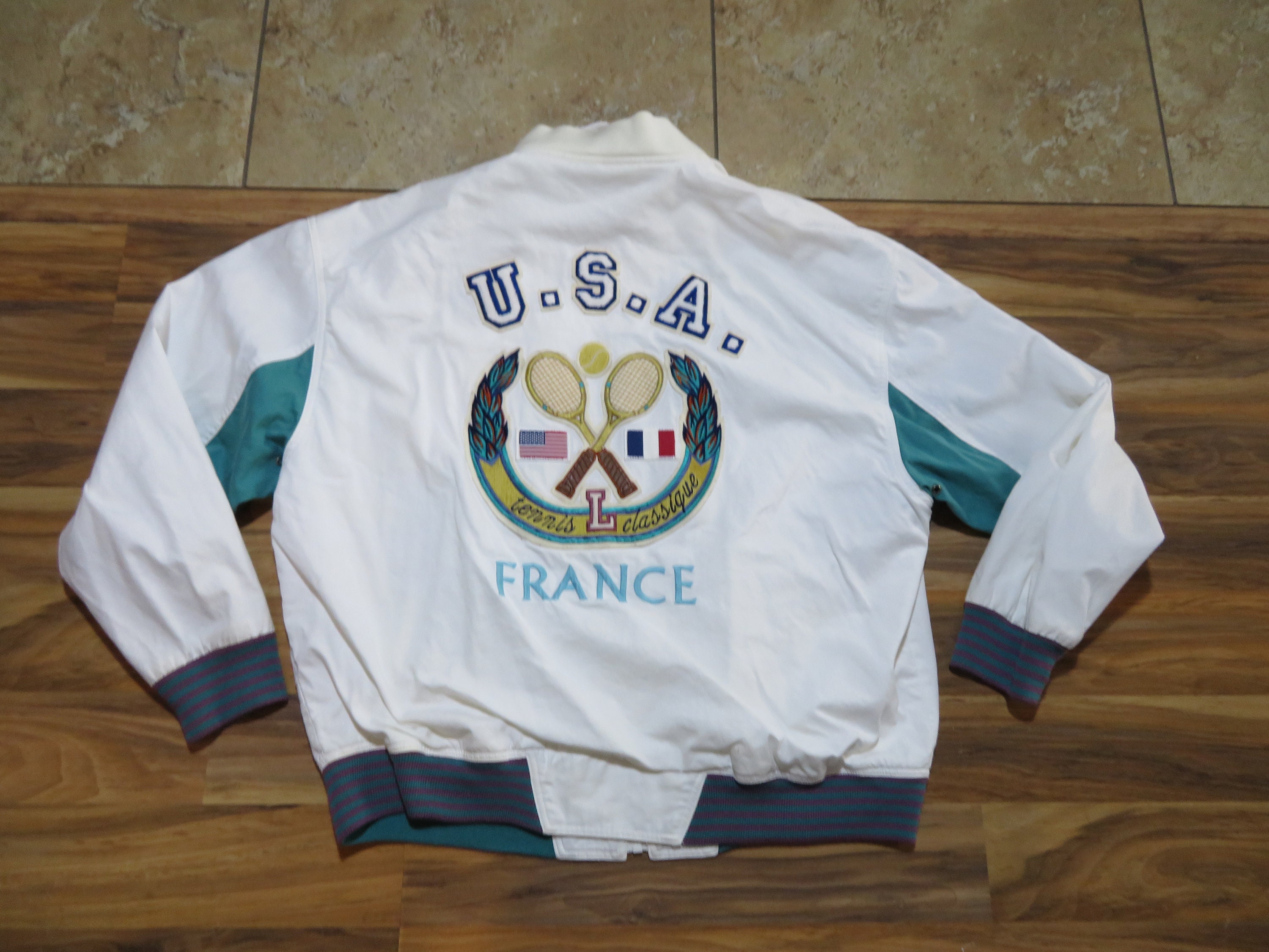 Vintage USA Tennis White Jacket - Etsy Finland