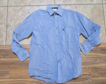 George Strait Wrangler Western Shirt Cowboy Cut Collection Blue White Checked Long Sleeves Button Up Sz M-L?